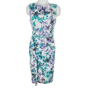 CHAPS Sleeveless Sheath Dress Multicolor Floral Zipper Stretch Women's size 6